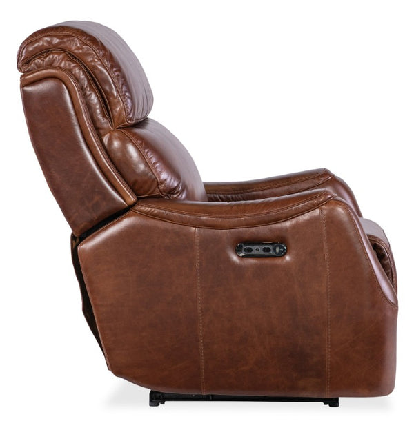 Hooker Furniture Harlan Zero Gravity Power Recliner With Usb Port, Top-Grain Leather, Bustle Back & Metal Base Brown SS734-PHZ1-088