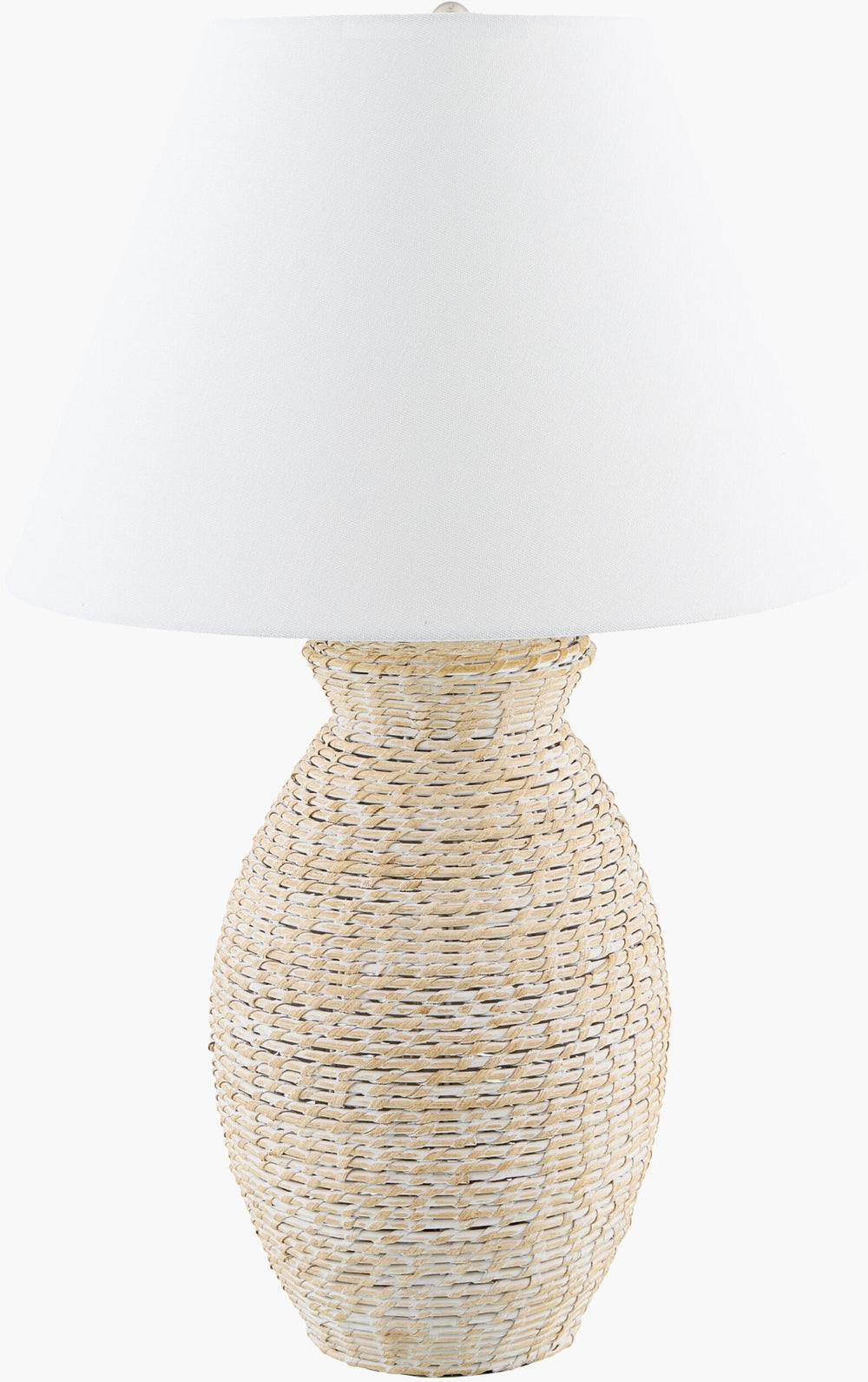 Surya Paradise Bay Rustic Linen Shade Table Lamp with Felt Accented Mixed Material Base MVPB-002