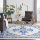 Nourison Whimsicle WHS03 Machine Made Power-loomed Ornamental Border Indoor Only Farmhouse Bohemian Rug Ivory Blue, Ivory Blue 100% Polypropylene 99446831347