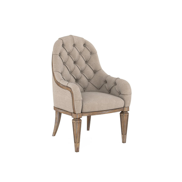A.R.T. Furniture Architrave Upholstered Arm Chair - Elegant Almond Finish, Timeless Tufted Design, Versatile Comfort Brown Material, Parawood Solids,Foam,Fabric 277207-2608