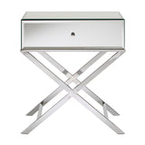 Homelegance By Top-Line Malik X-Base Mirrored Accent Campaign Table Chrome Engineered Wood