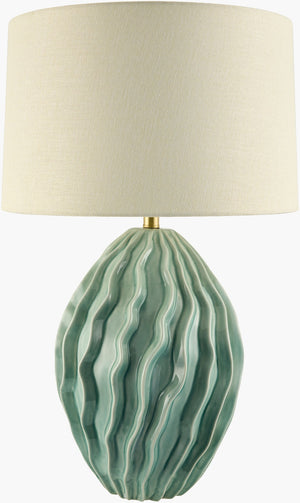 Surya Sandy Reef Handcrafted Arts and Crafts Table Lamp with Felt Linen Shade for Console MVSR-001