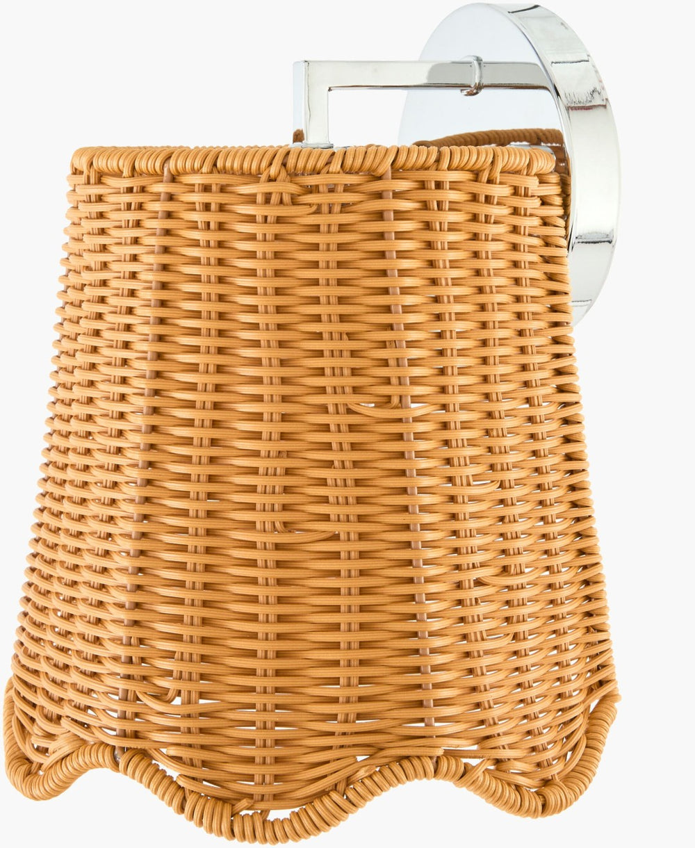 Livabliss Movita Woven Rattan Metal Wall Sconce Ambient Cottage Light for Bedroom Entryway MVTA-003