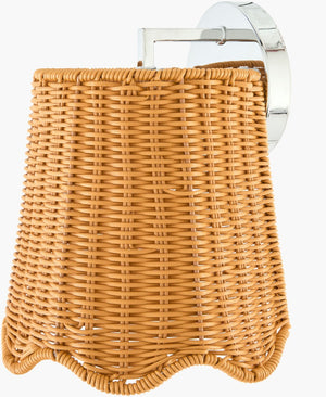 Livabliss Movita Woven Rattan Metal Wall Sconce Ambient Cottage Light for Bedroom Entryway MVTA-003