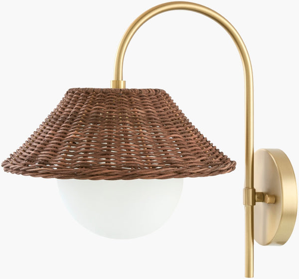 Livabliss Movita Rattan and Glass Wall Sconce Rustic Cottage Light for Hallways Living Rooms MVTA-004