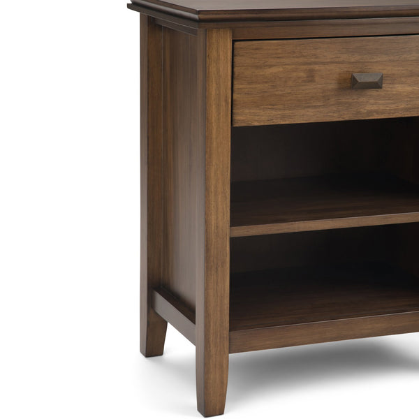 English Elm Artisan Bedside Table - Rustic Natural Aged Brown, Handcrafted Charm & Practical Storage For Any Space B136P158108