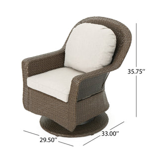 English Elm Christopher Knight Home® - Liam Swivel Club Chair Set Of 2 - Stylish Brown Rattan Outdoor Seating With Weather-Resistant Cushions 61516.00BRN