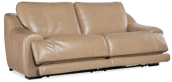 Hooker Furniture Wayward Power Sofa By Hooker Furniture Upholstery — Latte Semi-Aniline Leather, Power Recline & Headrests Brown SS650-PH3-070