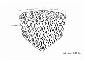 English Elm Kiana Square Woven Outdoor Indoor Pouf - Black/White Recycled PET, Water & UV Resistant Accent Seat B136P159027