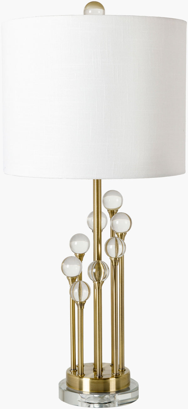 Surya Mcvey Modern 28" Accent Table Lamp In Metal & Crystal - Stylish Home Decor & Warm Glow Light Body, Gold Iron,Crystal,Glass,Linen Mvy-001