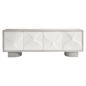 Bernhardt Bernhardt Flaxen Lunula Entertainment Credenza With Textured Cast-Resin Doors, Concrete Bases, Ample Storage 309880