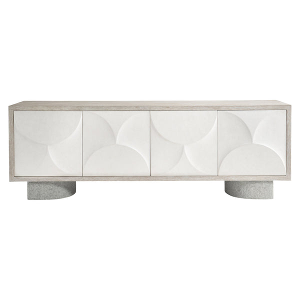 Bernhardt Bernhardt Flaxen Lunula Entertainment Credenza With Textured Cast-Resin Doors, Concrete Bases, Ample Storage 309880