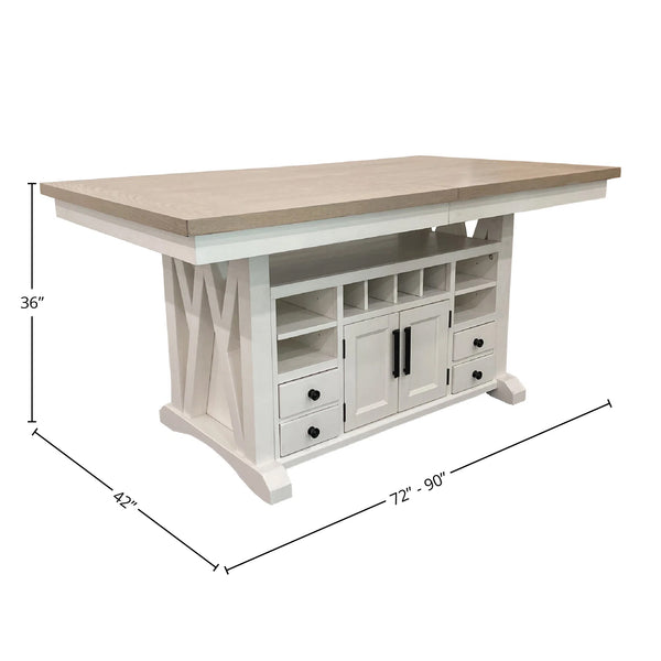 Americana Modern Dining Island Counter Height Table with 8 upholstered chairs Cotton DAME-9PC-72CTR-2226-COT Parker House