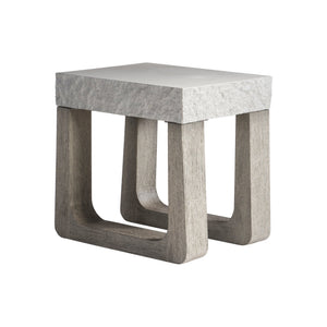 Bernhardt Bernhardt Teak & Grc Outdoor Side Table — Sand Grey Concrete Top, Weathered Teak Sculptural Base K1863