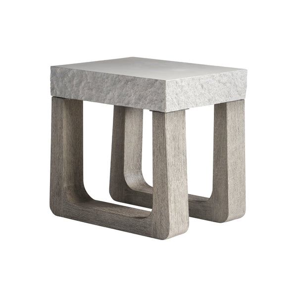 Bernhardt Bernhardt Teak & Grc Outdoor Side Table — Sand Grey Concrete Top, Weathered Teak Sculptural Base K1863