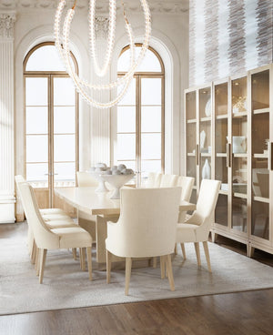 Hooker Furniture Westwood Polished Limestone Rectangle Dining Table With Two 20" Leaves, Quartered Oak Veneers, Double Pedestal 6133-75200-80