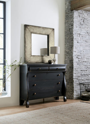 Hooker Furniture Ciao Vintage-Inspired Five-Drawer Bureau With Multi-Layered Black Finish, Cedar-Lined & Felted Drawers 5805-90011-99