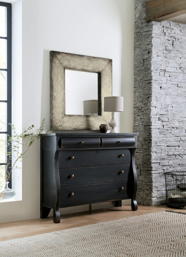 Hooker Furniture Ciao Vintage-Inspired Five-Drawer Bureau With Multi-Layered Black Finish, Cedar-Lined & Felted Drawers 5805-90011-99