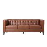 Christopher Knight Home® - Noble House - Pondway Contemporary Faux Leather Tufted 3 Seater Sofa