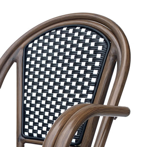 English Elm Bistro Wicker Outdoor Dining Chairs Set of Two with Rust Resistant Aluminum Frame Patio 72905.00BLK