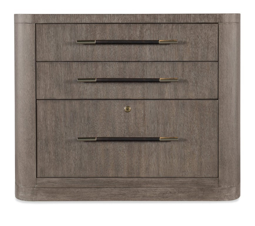 Hooker Furniture Modern Mood Lateral File With Wire-Brushed Oak, Leather-Wrapped Pulls, Locking Pendaflex Drawer, Mink Finish 6850-10466-89