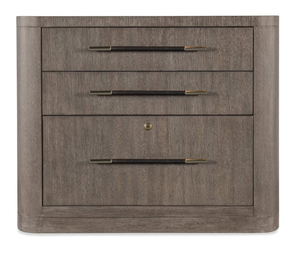 Hooker Furniture Modern Mood Lateral File With Wire-Brushed Oak, Leather-Wrapped Pulls, Locking Pendaflex Drawer, Mink Finish 6850-10466-89