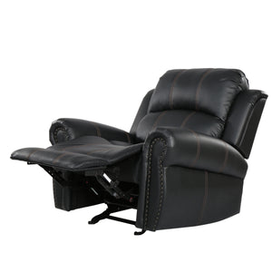English Elm Christopher Knight Home® - GLIDING Recliner with Faux Leather Upholstery, Nailhead Trim, Foam Support and Pushback Comfort Black 57339.00PUBLK