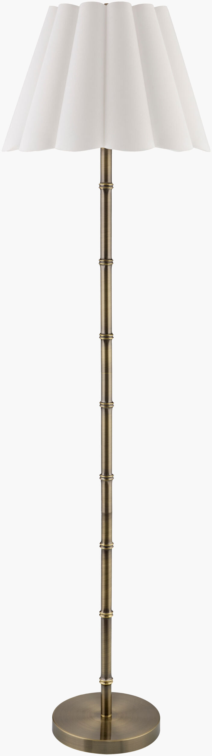 Surya Medowie 64" Accent Floor Lamp - Elegant Arts & Crafts Design With Soft Lighting For Any Room Body, Metallic ,Brass,Base, Metallic ,Brass,Shade, White,Finial, Metallic ,Brass,Harp, Metallic ,Brass,Cord, Translucent Iron,Iron,Linen,Polyester,Iron Mwi-001
