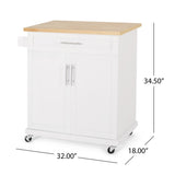 Christopher Knight Home® - Noble House - Batavia Contemporary Kitchen Cart with Wheels