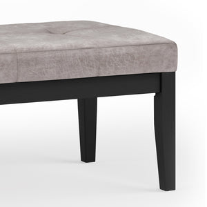 English Elm Lacey Tufted Ottoman Bench - Stylish Distressed Grey Taupe Vegan Leather For Modern Living Spaces B136P159210