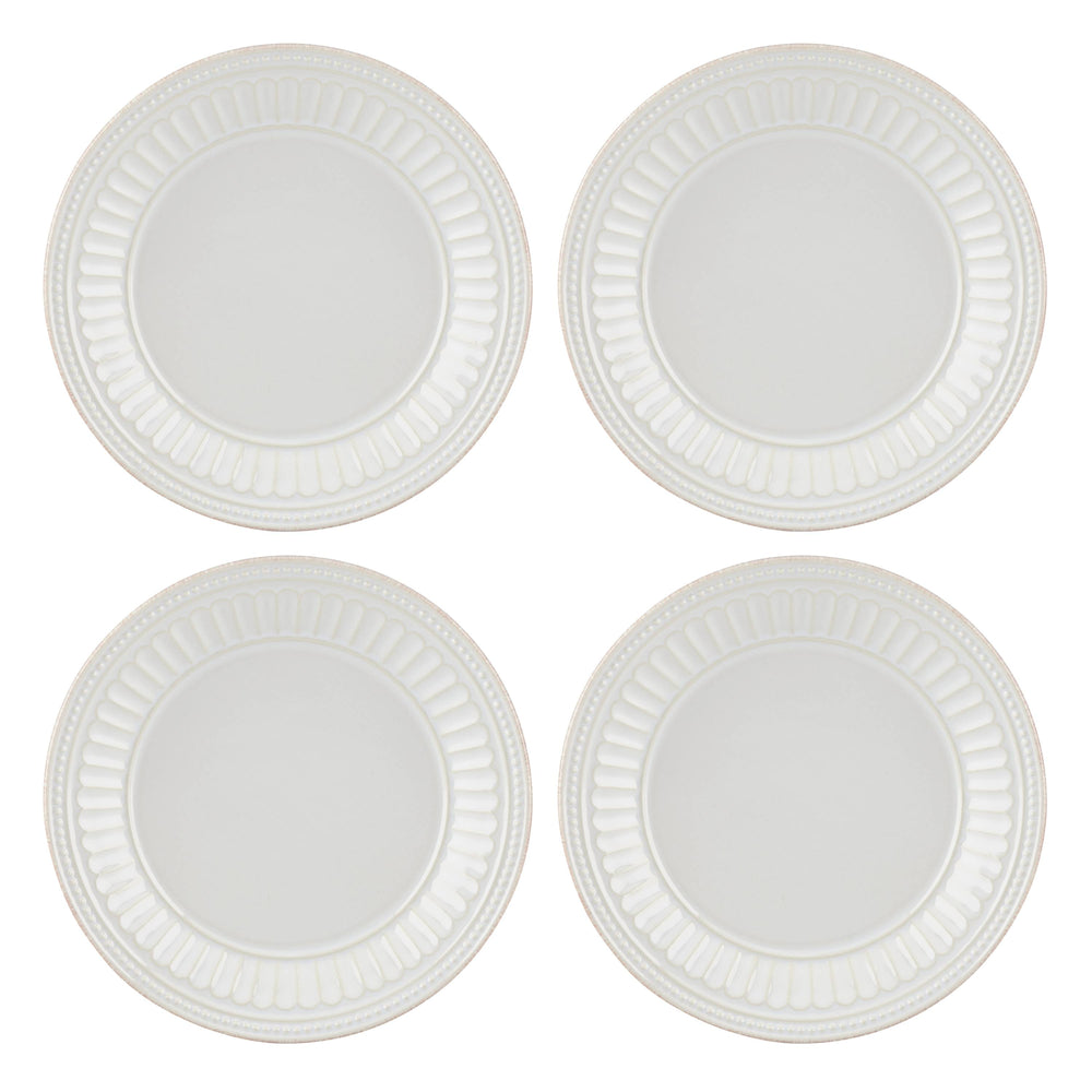 Lenox French Perle Groove Dessert Plates, Set of 4 White, WHITE STONEWARE 895720
