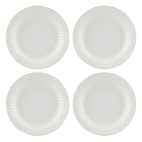 Lenox French Perle Groove Dessert Plates, Set of 4 White, WHITE STONEWARE 895720