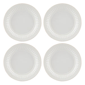 Lenox French Perle Groove Dessert Plates, Set of 4 White, WHITE STONEWARE 895720