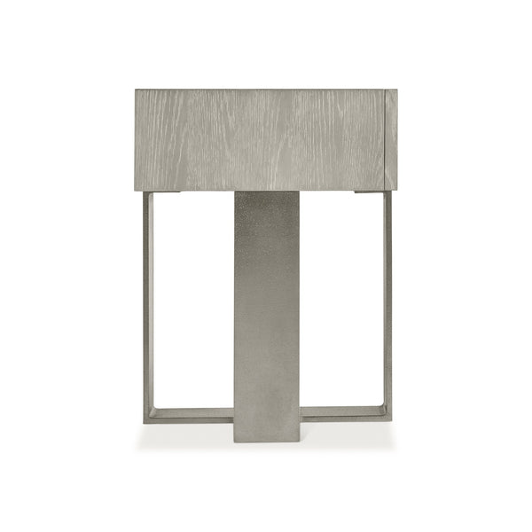 Bernhardt Bernhardt Tempo Nightstand With Wire-Brushed Oak, Satin Nickel Aluminum Base, Soft-Close Drawer & Usb Charging 346219L