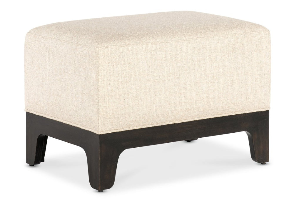 Hooker Furniture Archives Ottoman — Rectangular Curate Wheat Performance Fabric Ottoman With Black Wood Base, Durable Classic Style 6123-50004-99