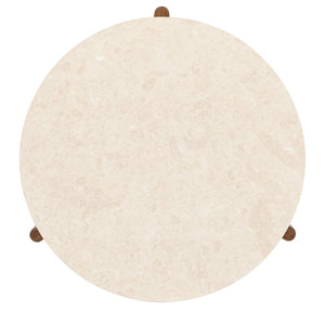 Hooker Furniture Eleana Sculptural Round Cocktail Table With Honed Marble Top, Light Caramel Walnut & Sunlit Bronze Accents 7252-80111-85