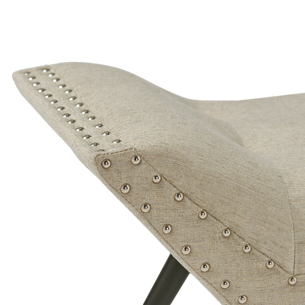 English Elm Christopher Knight Home® - Modern Button Tufted Sitting Bench with Nailhead Trim and Birch Wood Legs — Upholstered Accent Ottoman for Entryway or Living Room Seating Beige 54753.00ALM