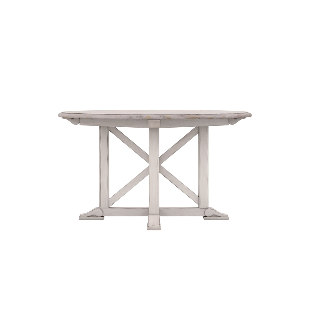 A.R.T. Furniture Alcove Round Dining Table - Elegant Belgian Ivory Finish With Extendable Leaf For Stylish Gatherings White Acacia Solids,Maple Veneers 321225-2817