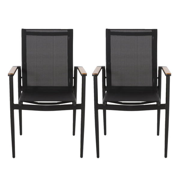 English Elm Christopher Knight Home® - BARRINGTON Dining Chair Natural - Weather-Resistant Aluminum Frame, Mesh Seating & Faux Wood AccentsBARRINGTON Dining Chair Natural - Weather-Resistant Aluminum Frame, Mesh Seating & Faux Wood Accents 73636.00BLK