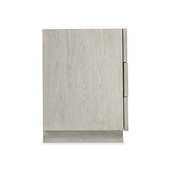 Bernhardt Bernhardt Tempo Nightstand With 3 Push-Open Drawers, Wire-Brushed Oak & Satin Nickel Overlays, Built-In Usb Charging 346232