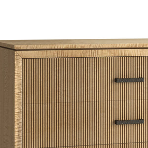 A.R.T. Furniture Loft Elegant 3-drawer Bedside Chest In Figured Maple With Grooved Design For Modern Bedrooms Brown Material(S), Poplar,Rubberwood And Figured Maple Veneer 335144-1911