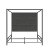 Homelegance By Top-Line Marcel Black Nickel Canopy Bed with Linen Panel Headboard Black Nickel Metal