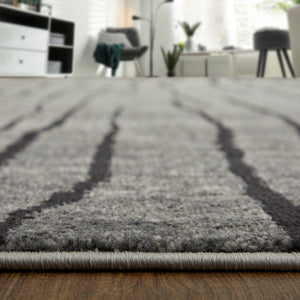 Feizy Rugs Kano Abstract Low Pile Area Rug - Distressed Design, Stain & Water Resistant, Ideal For Pets & Homes Gray,Black,Taupe Polypropylene,Polyester 86439lifivychlf05