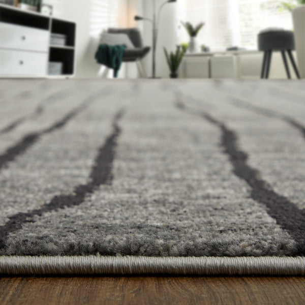 Feizy Rugs Kano Abstract Low Pile Area Rug - Distressed Design, Stain & Water Resistant, Ideal For Pets & Homes Gray,Black,Taupe Polypropylene,Polyester 86439lifivychlf05