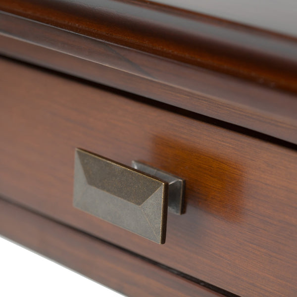 English Elm Artisan End Table - Handcrafted Russet Brown Solid Wood With Drawer For Versatile Living Space Use B136P159464