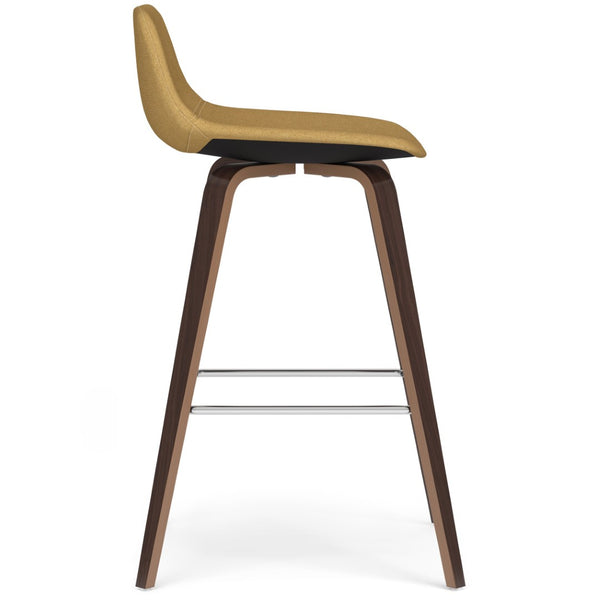 English Elm Randolph Mid-Century Modern Bentwood Bar Stools Set Of 2 With Dijon Yellow Upholstery & Chrome Accents B136P159449-GIGA