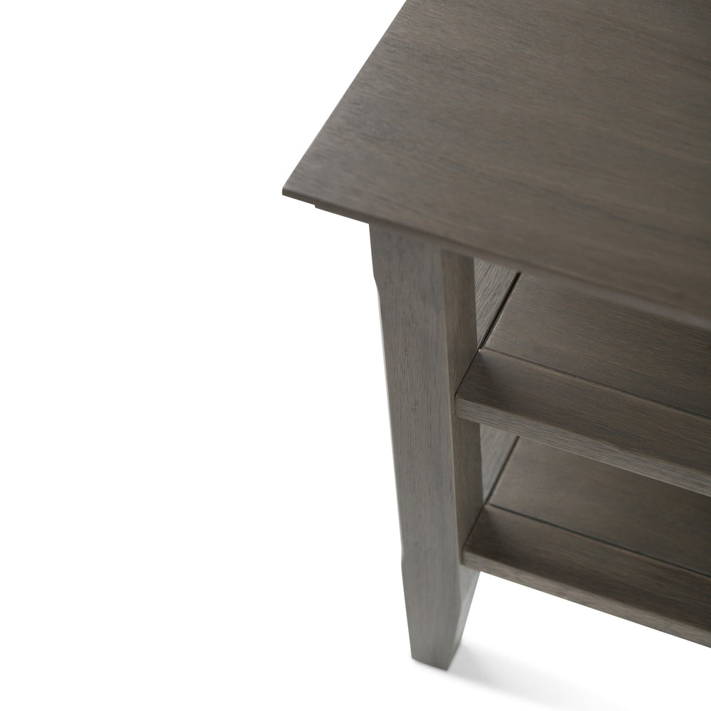 English Elm Acadian Farmhouse Grey End Table - Handcrafted Solid Wood With Open Shelves For Stylish Storage B136P159689