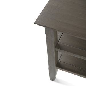 English Elm Acadian Farmhouse Grey End Table - Handcrafted Solid Wood With Open Shelves For Stylish Storage B136P159689