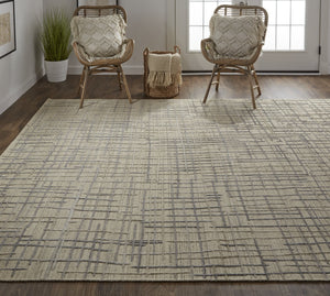 Feizy Rugs Kirkwood Hand Woven Viscose/Wool Rug With High-low Pile, Abstract Design For Elegant Home Decor Tan,Silver Viscose,Wool T08t8001bgeslvp00
