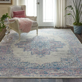 Nourison Grafix GRF14 Machine Made Power-loomed Ornamental Border Indoor Only Vintage Transitional Rug Ivory Pink, White and Pink 100% Polypropylene 99446481672